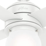 Hunter Hepburn LED 44-in Matte White Indoor Ceiling Fan with Light and Wall Control (4-Blade)
