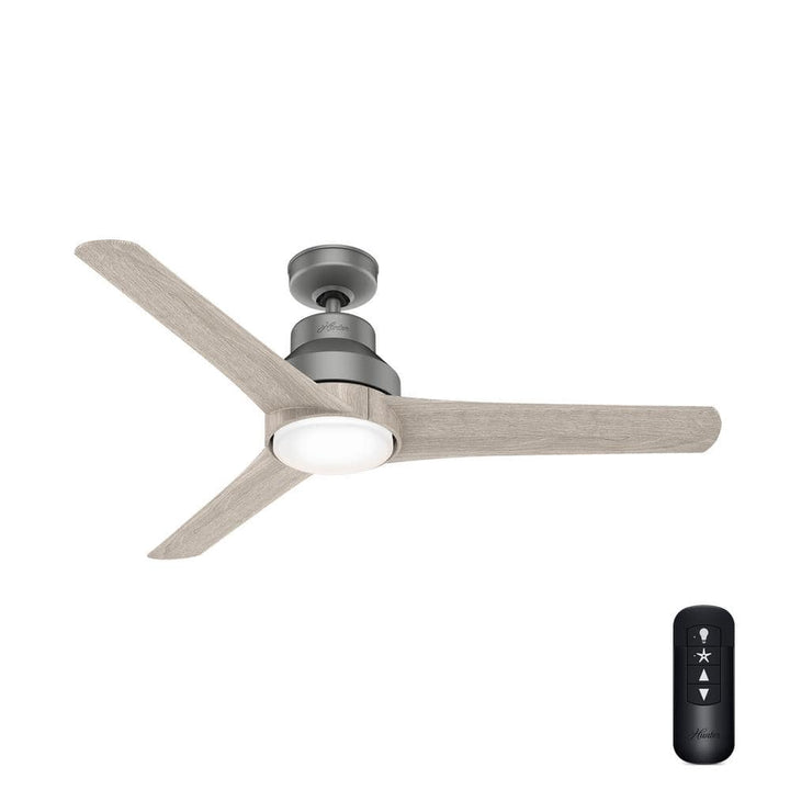 Hunter Lakemont 52-in Matte Silver Indoor/Outdoor Ceiling Fan with Integrated LED Light & Remote (3-Blade)