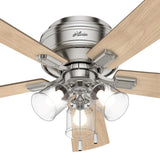 Hunter Crestfield 52-in Brushed Nickel LED Indoor Flush Mount Ceiling Fan (5-Blade)
