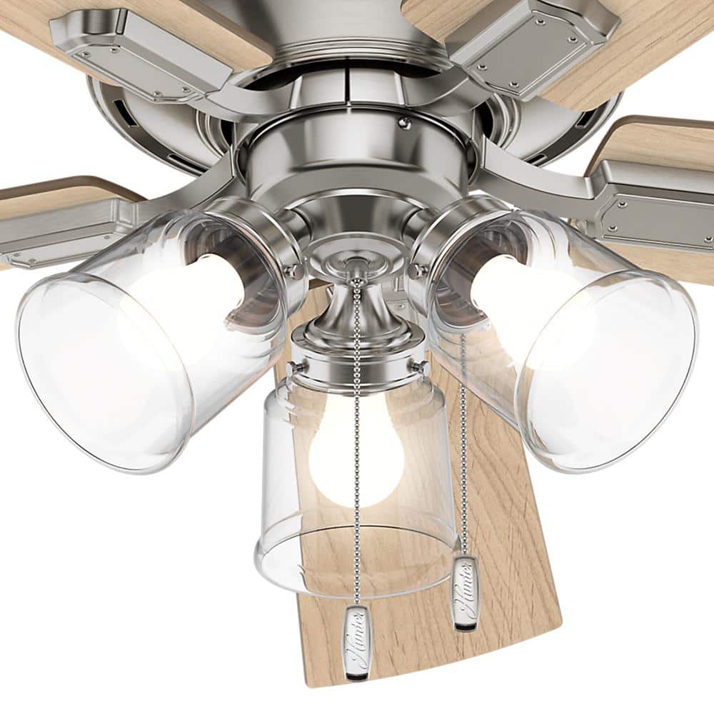 Hunter Crestfield 52-in Brushed Nickel LED Indoor Flush Mount Ceiling Fan (5-Blade)