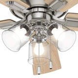 Hunter Crestfield 52-in Brushed Nickel LED Indoor Flush Mount Ceiling Fan (5-Blade)