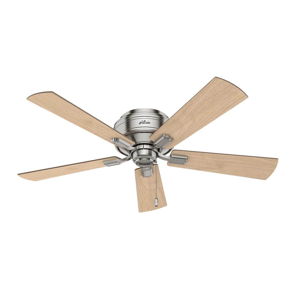 Hunter Crestfield 52-in Brushed Nickel LED Indoor Flush Mount Ceiling Fan (5-Blade)