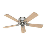 Hunter Crestfield 52-in Brushed Nickel LED Indoor Flush Mount Ceiling Fan (5-Blade)