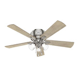 Hunter Crestfield 52-in Brushed Nickel LED Indoor Flush Mount Ceiling Fan (5-Blade)