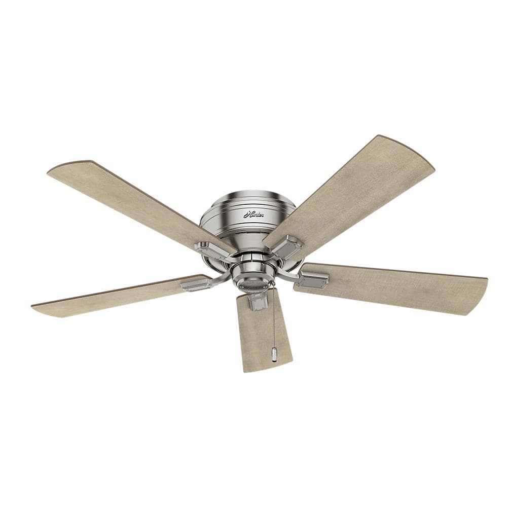 Hunter Crestfield 52-in Brushed Nickel LED Indoor Flush Mount Ceiling Fan (5-Blade)