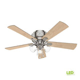 Hunter Crestfield 52-in Brushed Nickel LED Indoor Flush Mount Ceiling Fan (5-Blade)