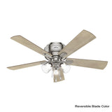 Hunter Crestfield 52-in Brushed Nickel LED Indoor Flush Mount Ceiling Fan (5-Blade)
