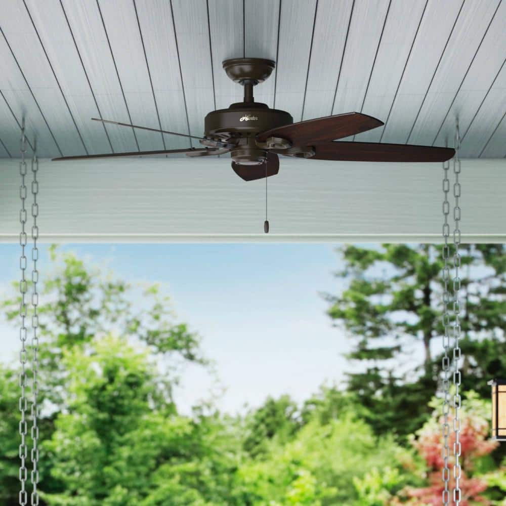 Hunter Builder Elite 52-in New Bronze Indoor/Outdoor Ceiling Fan, 5-Blade, Damp Rated