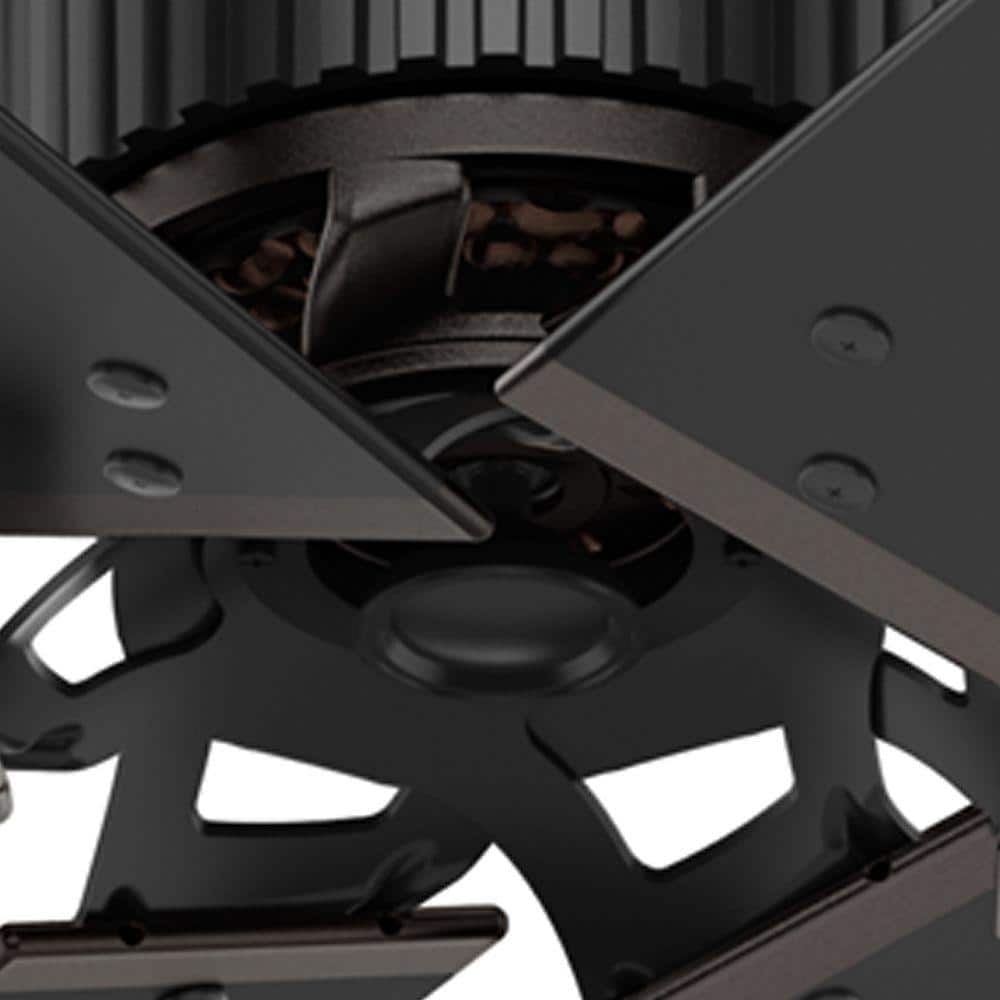 Hunter HFC Industrial 72-in Matte Black Indoor/Outdoor Ceiling Fan with Wall-Mounted Remote, Damp Rated (6-Blade)