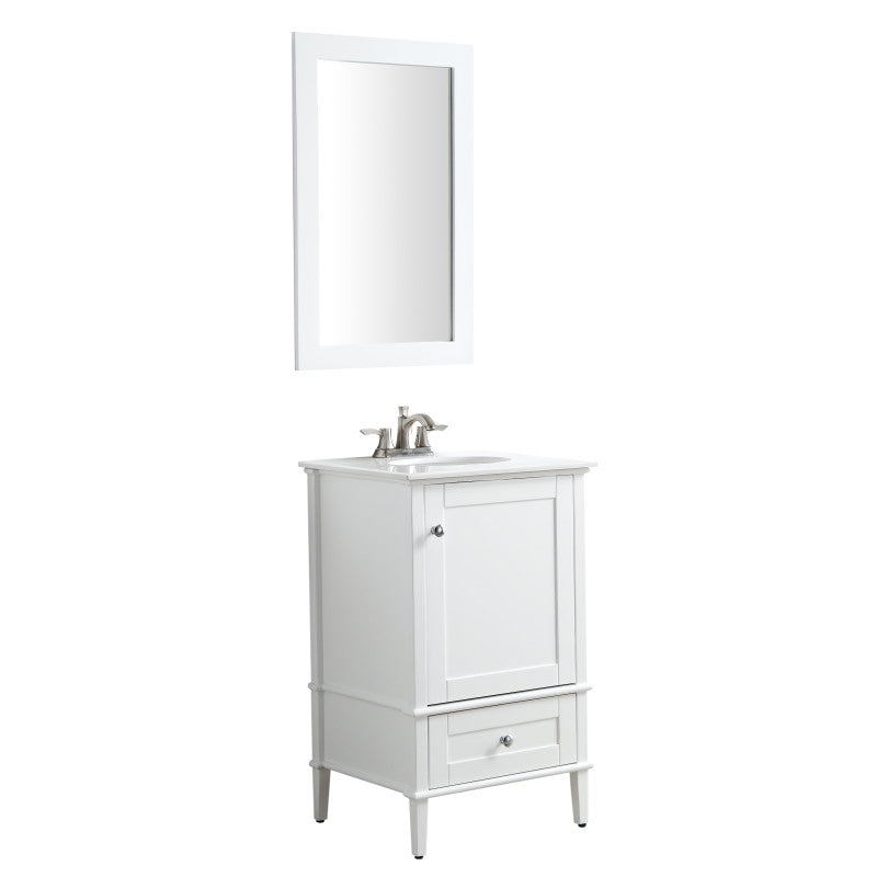 ANZZI Alexander Series 21-in Black Single Sink Bathroom Vanity with White Solid Surface Top (Mirror Included)
