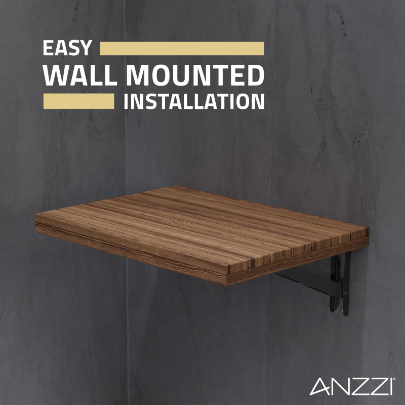 ANZZI Shoren 12.6 in. Teak Wall Mounted Shower Seat
