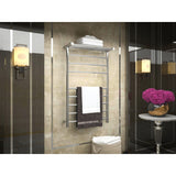 ANZZI Eve 8-Bar Matte Black Plug-In Wall Mounted Electric Towel Warmer with Top Shelf, 23.62 x 9.53 x 39.09 in
