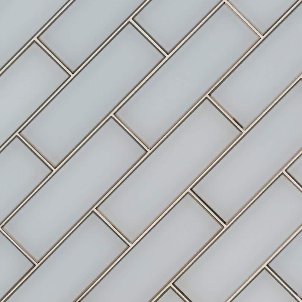 MSI Ice Glossy 4 in. x 12 in. Glass White Subway Tile (2 sq. ft. / Case)