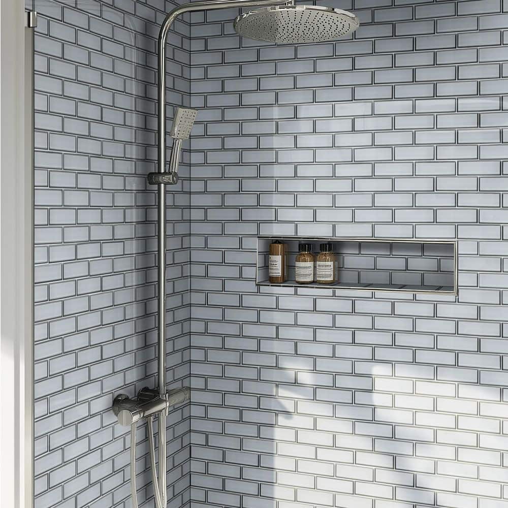 MSI Ice Bevel Subway 11.73 in. x 11.73 in. x 8 mm Glass Blend Mesh-Mounted Mosaic Tile (9.6 sq. ft. / Case)