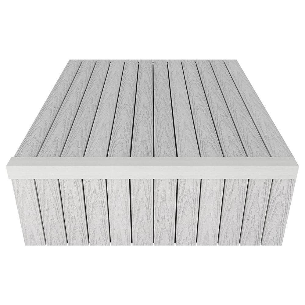 NewTechWood 1/6 ft. x 3 ft. Quick Deck Composite Deck Tile Stair Trim in Icelandic Smoke White 2-Pieces Per Box