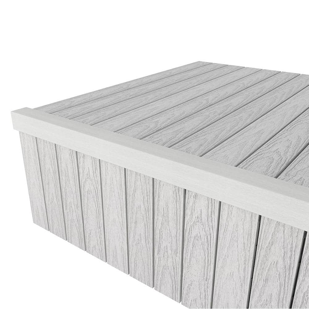 NewTechWood 1/6 ft. x 3 ft. Quick Deck Composite Deck Tile Stair Trim in Icelandic Smoke White 2-Pieces Per Box
