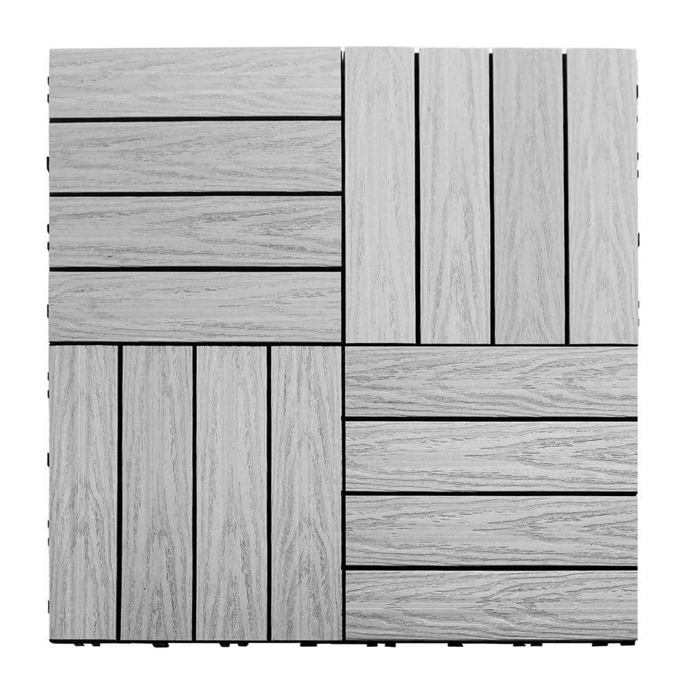NewTechWood UltraShield Naturale 1 ft. x 1 ft. Quick Deck Outdoor Composite Deck Tile in Icelandic Smoke White (10 sq. ft. per box)