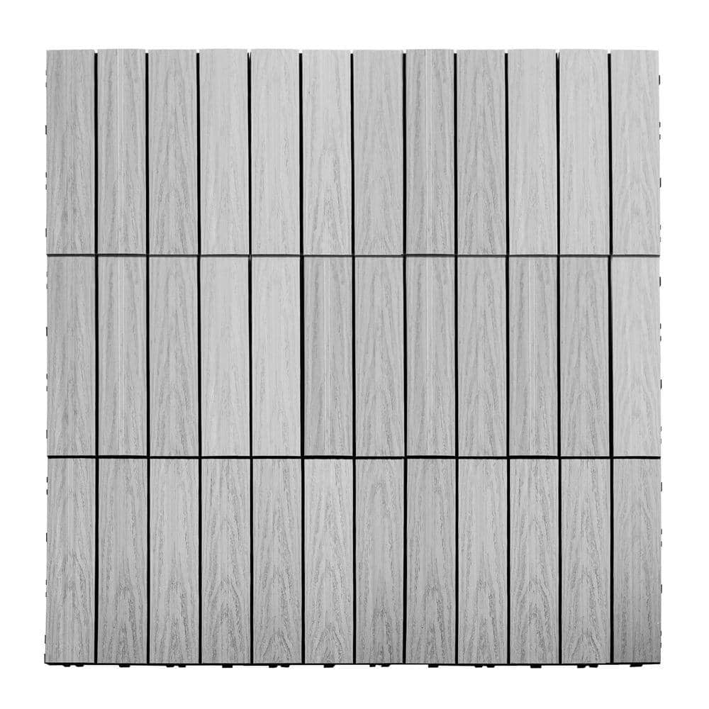 NewTechWood UltraShield Naturale 1 ft. x 1 ft. Quick Deck Outdoor Composite Deck Tile in Icelandic Smoke White (10 sq. ft. per box)