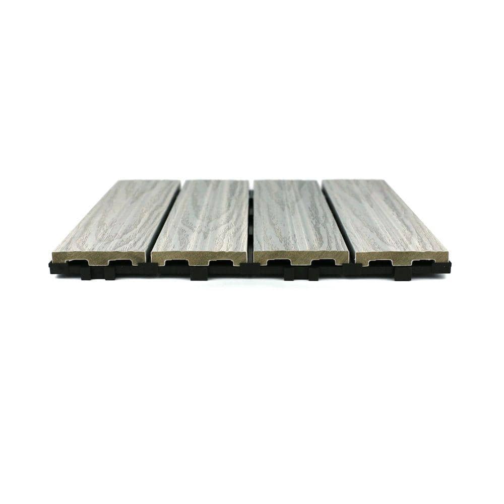 NewTechWood UltraShield Naturale 1 ft. x 1 ft. Quick Deck Outdoor Composite Deck Tile in Icelandic Smoke White (10 sq. ft. per box)