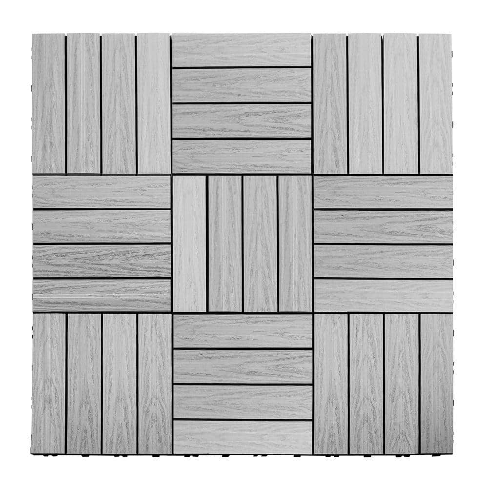 NewTechWood UltraShield Naturale 1 ft. x 1 ft. Quick Deck Outdoor Composite Deck Tile in Icelandic Smoke White (10 sq. ft. per box)