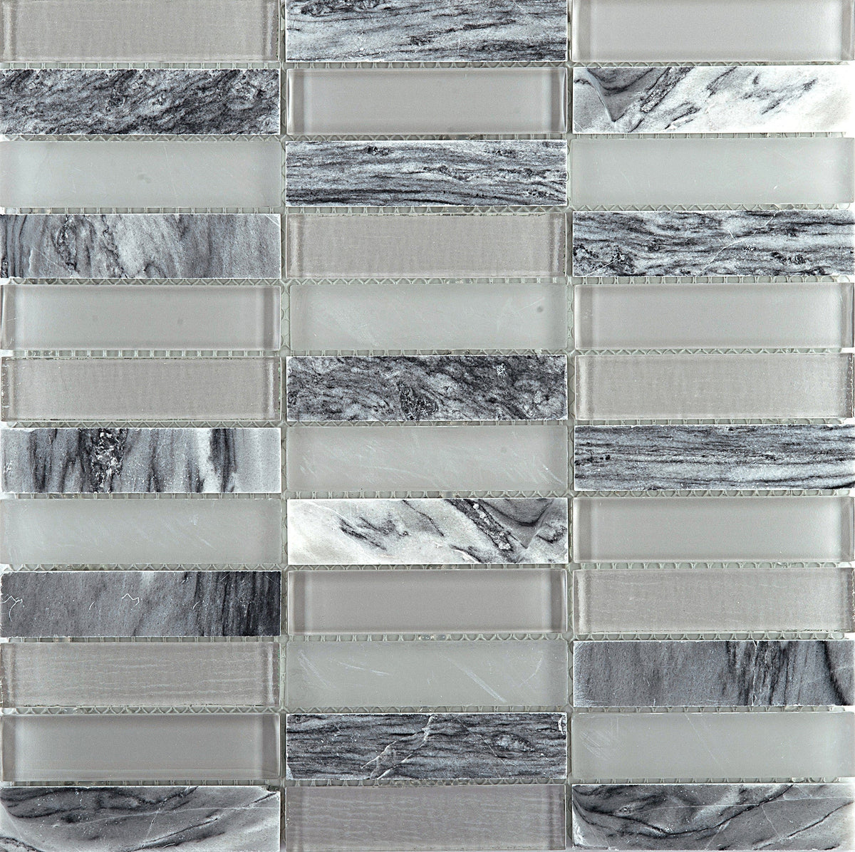 Emser Illumina Flare Stone & Glass Border Mosaic Tile, 11-Pack (12-in x 12-in Sheets)
