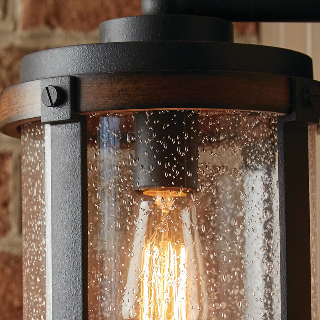 Kichler Barrington 13-in H Distressed Black and Wood Tone Medium Base (E26) Outdoor Wall Light