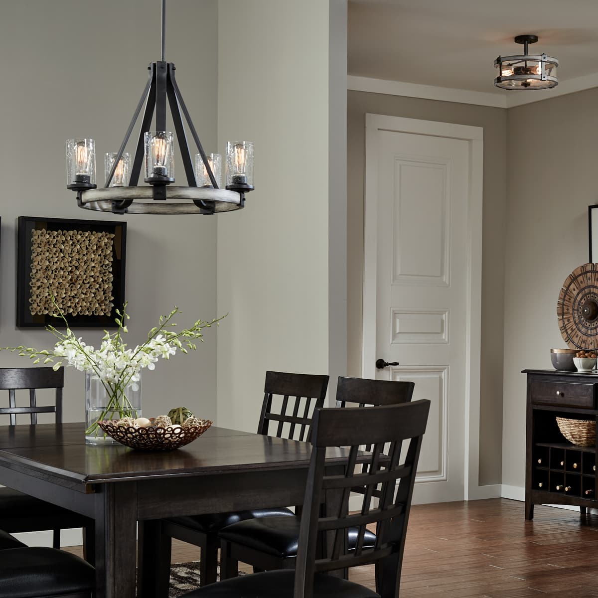 Kichler Barrington 5-Light Anvil Iron and Distressed Antique Grey Rustic Chandelier