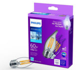 Philips 60-Watt Equivalent B11 Dimmable Edison LED Candle Light Bulb, Glass Bent Tip, Medium Base, Daylight 5000K (12-Pack)