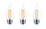 Philips 60-Watt Equivalent B11 Dimmable Edison LED Candle Bulb, Glass Bent Tip, E26 Medium Base, Daylight 5000K, 3-Pack