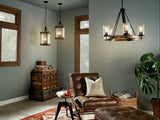 Kichler Barrington 5-Light Distressed Black and Wood Tone Rustic Chandelier, 24-Inch Diameter