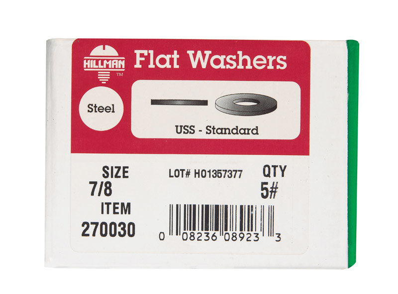 Hillman Zinc-Plated Steel 7/8 in. USS Flat Washer, 32-Pack