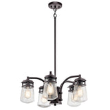 Kichler Lyndon Architectural Bronze Transitional Clear Seedy Glass 5-Light Chandelier