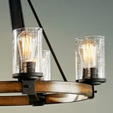 Kichler Barrington 5-Light Distressed Black and Wood Tone Rustic Chandelier, 24-Inch Diameter