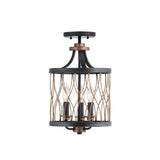 Kichler Brookglen Black with Gold Tone French Country/Cottage Drum Pendant Light, 3-Light, 10 in. Dia
