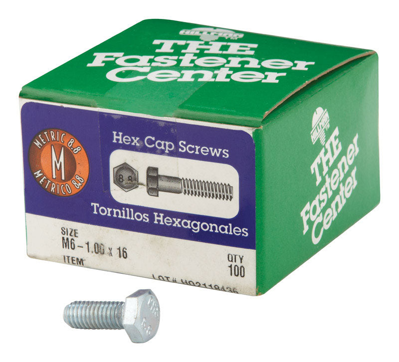 Hillman M6-1.00mm x 16mm Heat-Treated Steel Hex Head Cap Screws, 100-Pack