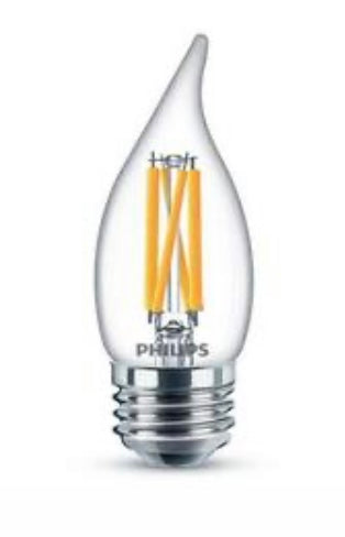 Philips 60-Watt Equivalent B11 Dimmable Edison LED Candle Light Bulb, Glass Bent Tip, Medium Base, Daylight 5000K (12-Pack)