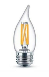 Philips 60-Watt Equivalent B11 Dimmable Edison LED Candle Light Bulb, Glass Bent Tip, Medium Base, Daylight 5000K (12-Pack)