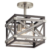 Kichler Stetton 10.31-in Anvil Iron & Distressed Antique Gray 3-Light Semi-Flush Mount Ceiling Light