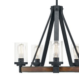 Kichler Barrington 5-Light Distressed Black and Wood Tone Rustic Chandelier, 24-Inch Diameter