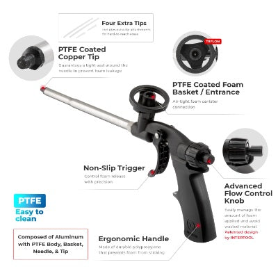 Intertool Foam Dispensing Gun - PTFE Basket & Needle with 6mm Tip image 2