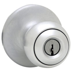 Kwikset Polo Satin Chrome Keyed Entry Knob, ANSI/BHMA Grade 3, 1-3/4 in. Max Door Thickness