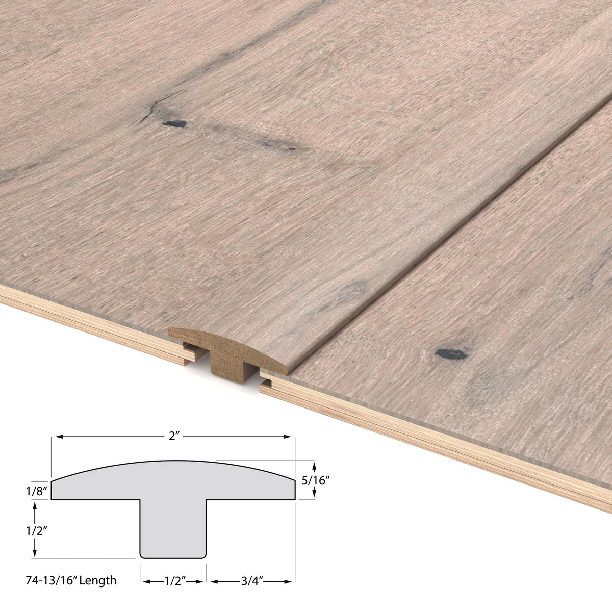 CALI Hardwoods 2.17-in x 75.2-in Russian River Wood Floor T-Moulding