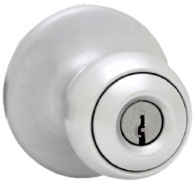 Kwikset Polo Satin Chrome Keyed Entry Knob, ANSI/BHMA Grade 3, 1-3/4 in. Max Door Thickness