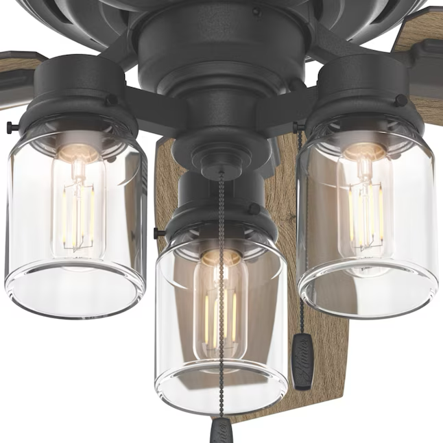 Hunter Lincoln Edison Style LED 52-in Natural Iron LED Indoor Ceiling Fan (5-Blade)
