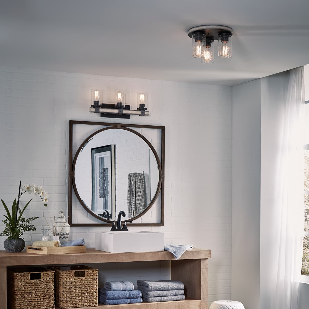 Kichler Barrington 3-Light Vanity Light, Anvil Iron, 22 in. L x 5.69 in. W x 9 in. H