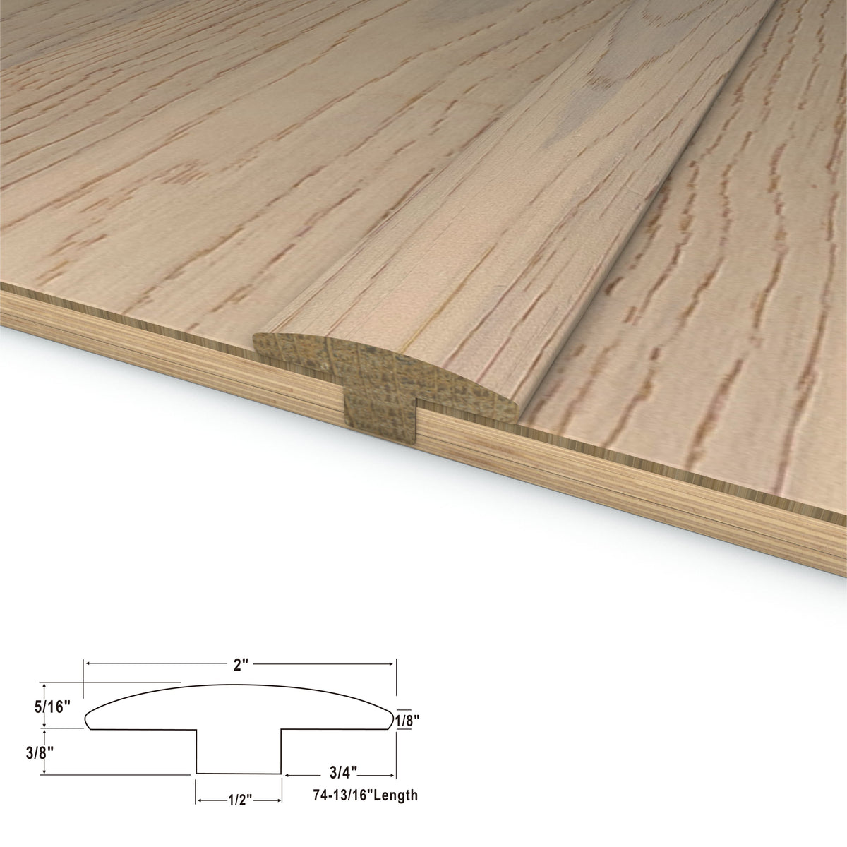 CALI Athena 0.87-in T x 2.17-in W x 75.2-in L Wood Floor T-Moulding