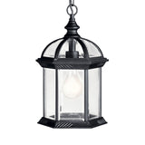 Kichler Barrie Outdoor Hanging Lantern, Black, Clear Beveled Glass, 8 in W x 13.5 in H