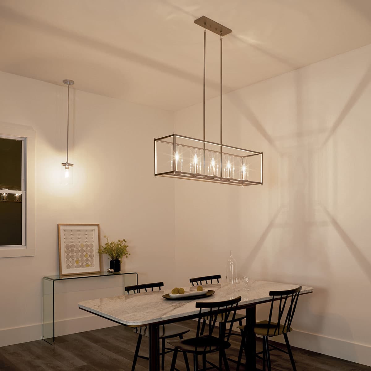 Kichler Crosby Chrome Clear Glass Cylinder Mini Pendant Light, 10.75-in H x 6-in Dia