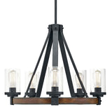 Kichler Barrington 5-Light Distressed Black and Wood Tone Rustic Chandelier, 24-Inch Diameter