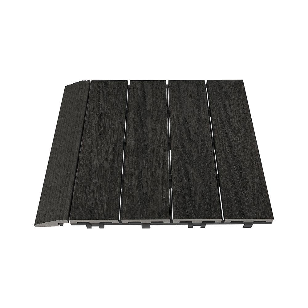 NewTechWood 1/6 ft. X 1 ft. Quick Deck Composite Deck Tiles Straight Fascia In Indian Ebony (4-Pieces/Box)